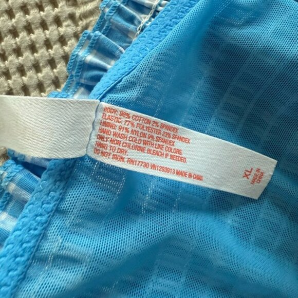 NEW Colsie Blue and White Plaid Bralette Top Size XL - Picture 6 of 6